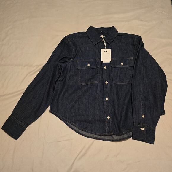 XS Free Assembly Denim Crop Utility Shirt NWT - Picture 2 of 9